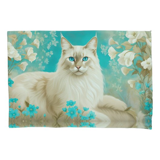 薄紫リンクスポイントシャムポートレートアート 枕カバー (正面)