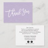 薄紫レザーハン書ドお客様に感謝 エンクロージャーカード (正面/裏面)