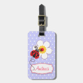 薄紫レッドladybug & 水玉模様名はラッゲージタグ ラゲッジタグ (正面縦)