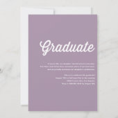 薄紫レトロはっきりしたタイポグラフィ写真卒業 招待状 (裏面)