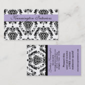 薄紫レーブパープルブラックダマスクレース名刺 名刺 (正面/裏面)