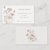 薄紫ワイルドフラワーの葉おむつラッフルベビーシャワー エンクロージャーカード (正面/裏面)