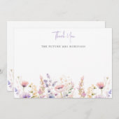 薄紫ワイルドフラワーズブライダルシャワー サンキューカード (正面/裏面)