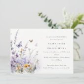 薄紫ワイルドフラワーバタフライガーデンカップルシャワー 招待状 (スタンド正面)