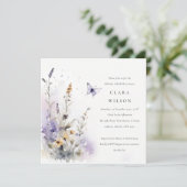 薄紫ワイルドフラワーバタフライガーデンブライダルシャワー 招待状 (スタンド正面)