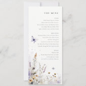 薄紫ワイルドフラワーバタフライガーデンメニューカード 招待状 (正面)