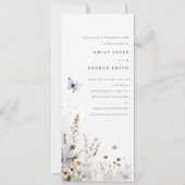 薄紫ワイルドフラワーバタフライガーデン婚約 招待状 (正面)