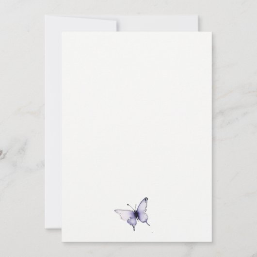 薄紫ワイルドフラワーバタフライガーデン水彩 ノートカード (裏面)