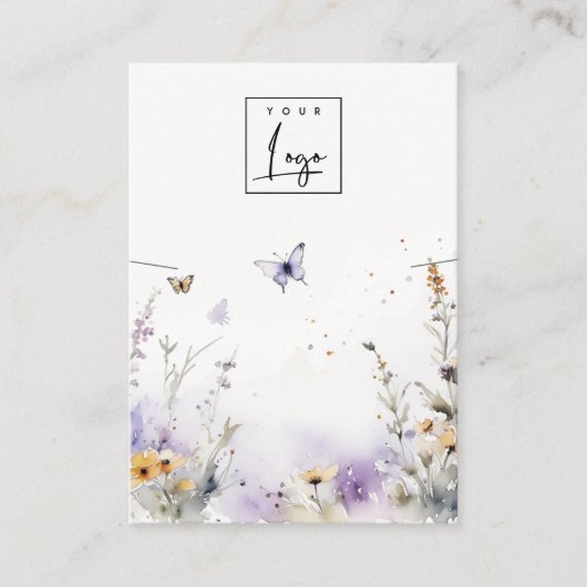 薄紫ワイルドフラワーバタフライネックレスロゴ表示 名刺 (正面)