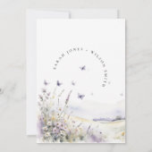 薄紫ワイルドフラワーバタフライフィールズカップルシャワー 招待状 (裏面)