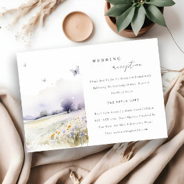 薄紫ワイルドフラワーバタフライフィールドウェディングレセプション エンクロージャーカード