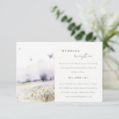 薄紫ワイルドフラワーバタフライフィールドウェディングレセプション エンクロージャーカード (スタンド正面)