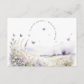 薄紫ワイルドフラワーバタフライフィールドウェディングレセプション エンクロージャーカード (裏面)