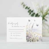薄紫ワイルドフラワーバタフライフィールドウェディングレセプション 出欠カード (スタンド正面)