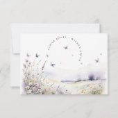 薄紫ワイルドフラワーバタフライフィールドウェディングレセプション 出欠カード (裏面)