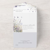 薄紫ワイルドフラワーバタフライフィールド結婚風景 オールインワン招待状 (外側)