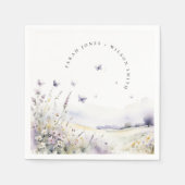 薄紫ワイルドフラワーバタフライフィールド結婚風景 スタンダードカクテルナプキン (正面)