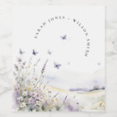薄紫ワイルドフラワーバタフライフィールド結婚風景 ワインラベル (シングルラベル)