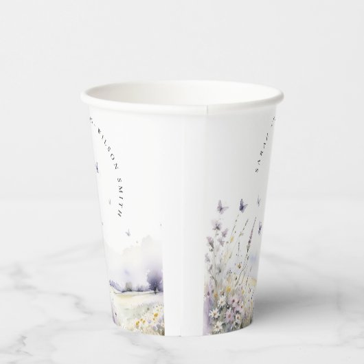 薄紫ワイルドフラワーバタフライフィールド結婚風景 紙コップ (右)