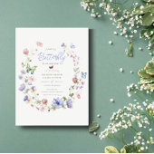 薄紫ワイルドフラワーバタフライベビーシャワー招待状 招待状