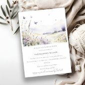 薄紫ワイルドフラワーバタフライランドスケープブライダルシャワー 招待状