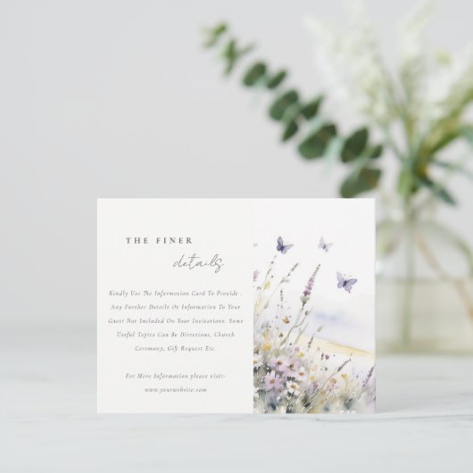 薄紫ワイルドフラワーバタフライ結婚フィールドの詳細 エンクロージャーカード (スタンド正面)