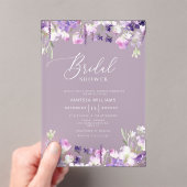 薄紫ワイルドフラワーパープルブライダルシャワー アクリル招待状 (インサイチュ (ポータブル))