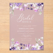 薄紫ワイルドフラワーパープルブライダルシャワー アクリル招待状 (正面)