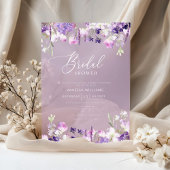 薄紫ワイルドフラワーパープルブライダルシャワー アクリル招待状
