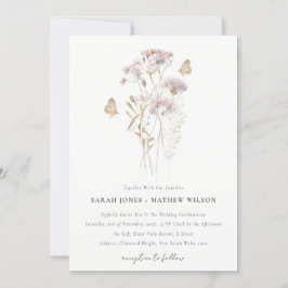 薄紫ワイルドフラワーファーンボタニカルウォーター結婚カラー 招待状