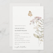 薄紫ワイルドフラワーファーンボタニカルウォーター結婚カラー 招待状 (正面/裏面)