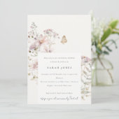 薄紫ワイルドフラワーファーンボタニカルブライダルシャワー 招待状 (スタンド正面)