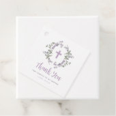 薄紫ワイルドフラワーリース&クロスバプテスムサンキュー フェイバータグ (インサイチュ)