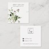 薄紫ワイルドフローラバンチネックレスバンドテンプレート スクエア名刺 (正面/裏面)