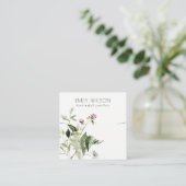 薄紫ワイルドフローラバンチネックレスバンドテンプレート スクエア名刺 (スタンド正面)