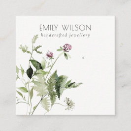 薄紫ワイルドフローラファンバンチスタッドイヤリングディスプレイ スクエア名刺