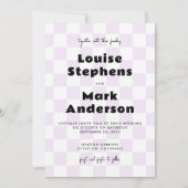 薄紫ヴィンテージスケーター非伝統的結婚ズ 招待状 (正面)