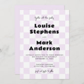 薄紫ヴィンテージスケーター非伝統的結婚ズ 招待状 (正面/裏面)