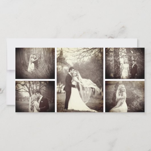 薄紫ヴィンテージダマスクフローラフローリッシュフォト結婚ズ サンキューカード (裏面)