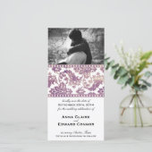 薄紫ヴィンテージダマスクレース日付の保存 セーブザデート (スタンド正面)