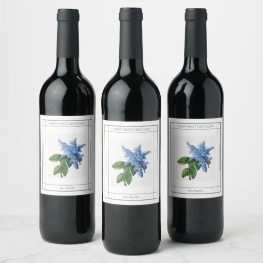 薄紫ヴィンテージハッピーマザーズデイワインラベル ワインラベル (ボトル)