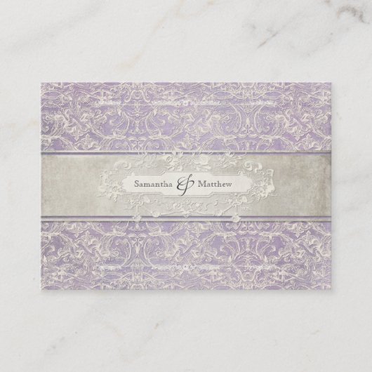 薄紫ヴィンテージフランスのリージェンシーレースエッチド結婚ーズ プレイスカード (正面)