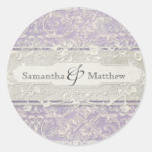 薄紫ヴィンテージフランスのリージェンシーレースエッチド結婚ーズ ラウンドシール (正面)