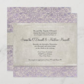 薄紫ヴィンテージフランスのリージェンシーレースエッチド結婚ーズ 招待状 (正面/裏面)