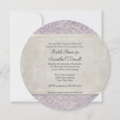 薄紫ヴィンテージフランスのリージェンシーレースエッチド結婚ーズ 招待状 (正面)