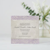 薄紫ヴィンテージフランスのリージェンシーレースリハーサルディナー 招待状 (スタンド正面)