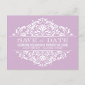 薄紫ヴィンテージフローラ枠日付はがきを保存 案内ポストカード (正面)