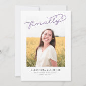 薄紫写真の卒業発表 招待状 (正面)