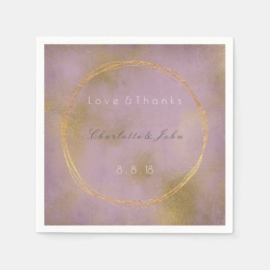 薄紫動揺して金ゴールドパープルビップダンデ結婚リオン スタンダードカクテルナプキン (正面)