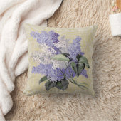 薄紫及びレースの花のヴィンテージの枕 クッション (ブランケット)